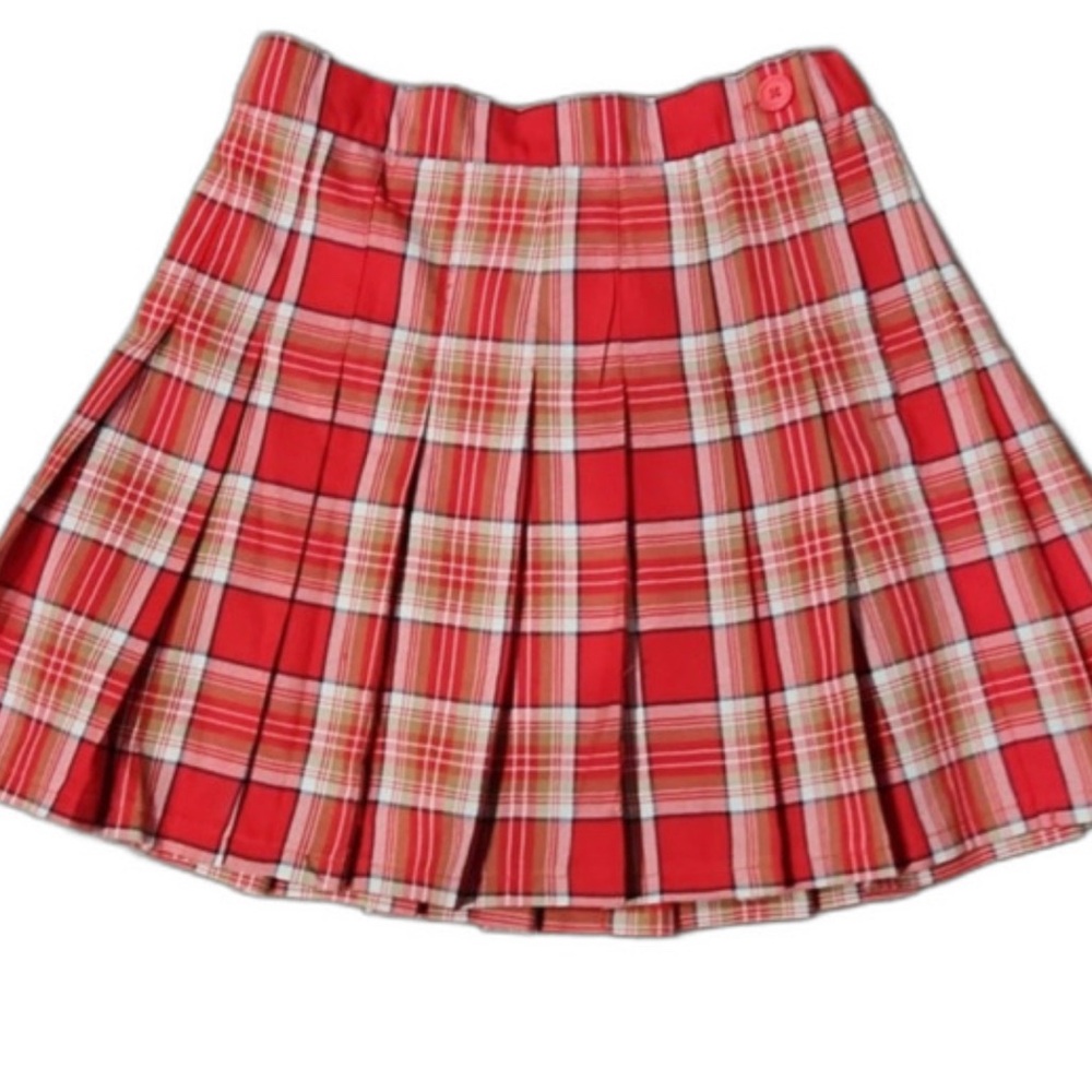 Aerie Class Act Pleated Mini Skirt, Red Plaid Pleated Skirt